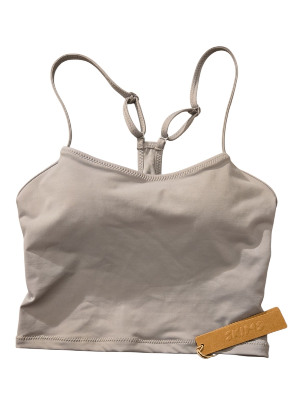NWT SKIMS Recycled Swim Cami Tank Bikini Top Grey Silver Chrome XXS